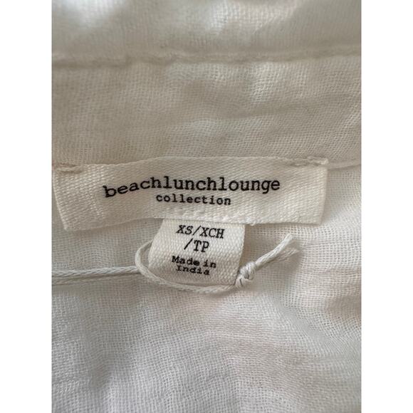 New BEACHLUNCHLOUNGE White Cotton Long Sleeve Button-Up Shirt Size XS - Picture 4 of 5